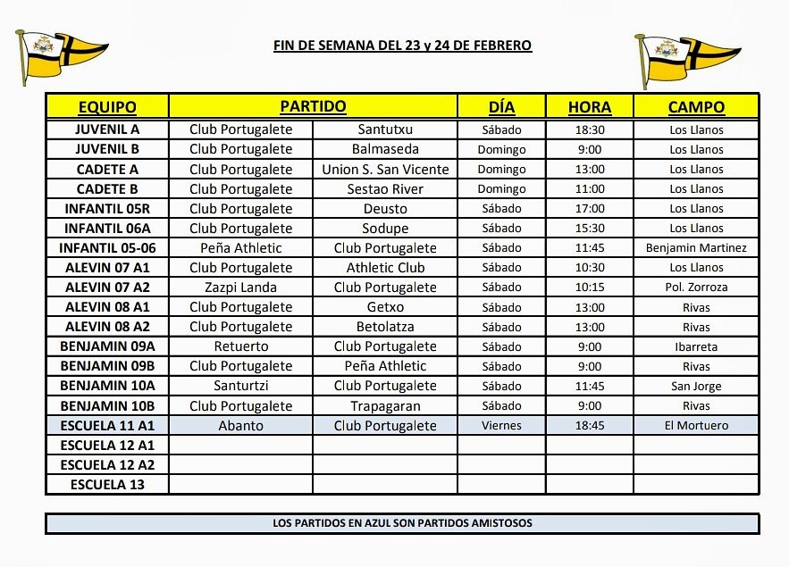 horarios-liga-amistosos-futbol-base-club-portugalete-23-24-feb-2019